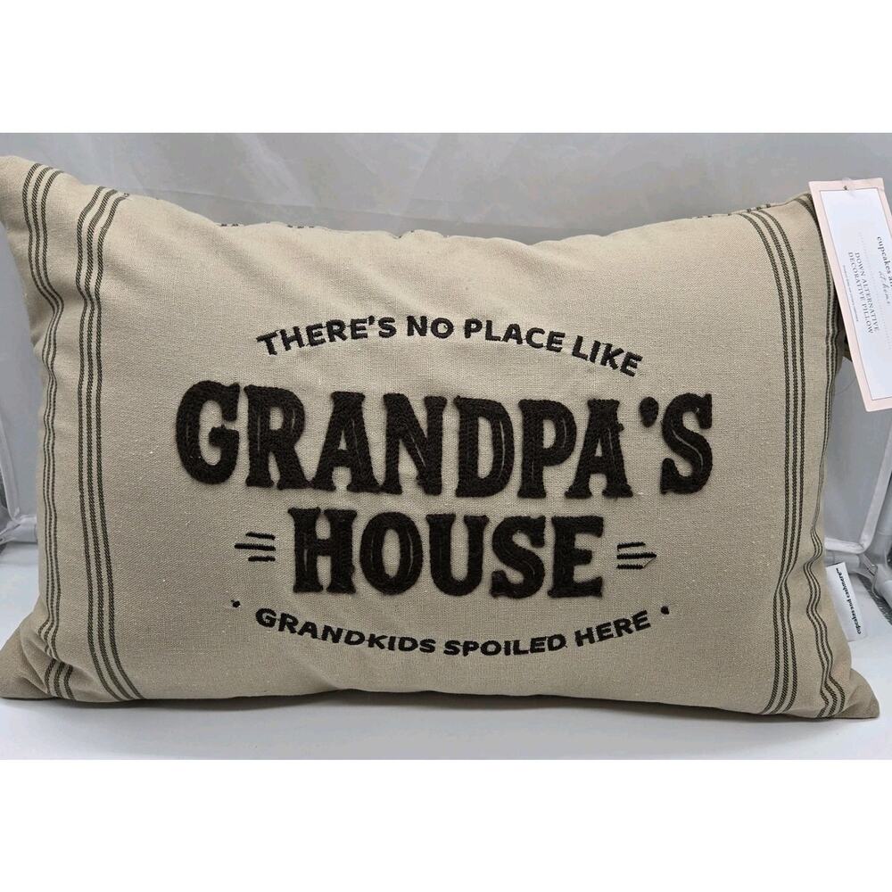GRANDPAS HOUSE Farmhouse-style Pillow 20x12" TIKTOK VIRAL Embroidered - Picture 2 of 9
